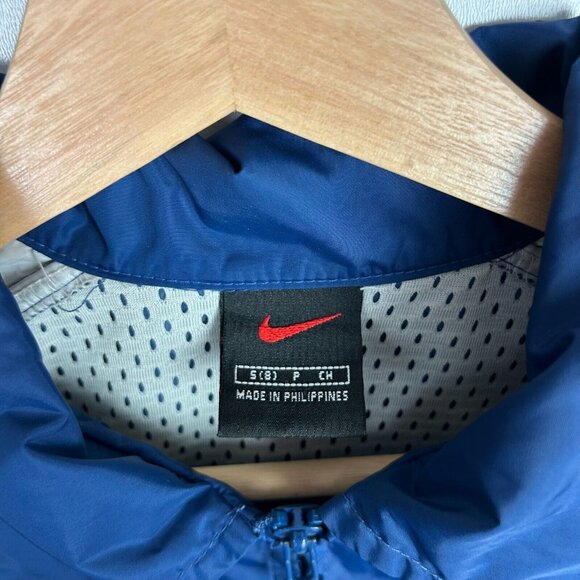 Vintage Nike Windbreaker Jacket Small Full Zip Blue Stitched Swoosh 90s Collar - Picture 5 of 6